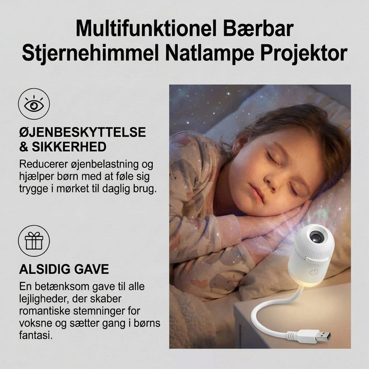 USB-natlampe med Stjernehimmelprojektor