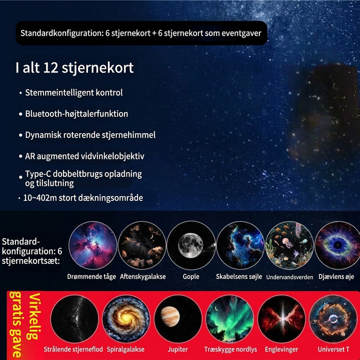 USB-natlampe med Stjernehimmelprojektor