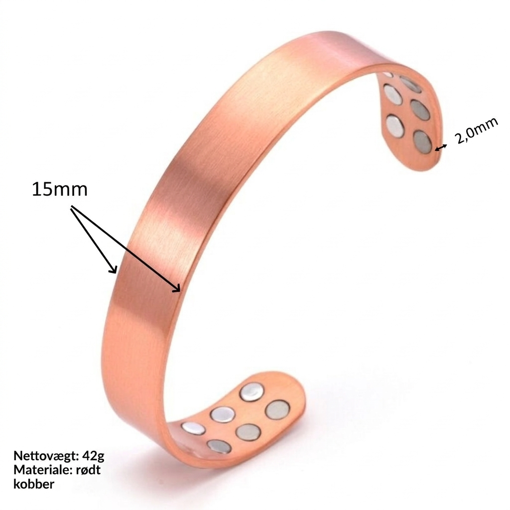 Rød Kobber Magnetisk Armbånd og Ring Sæt