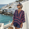 Boho Stribet Linned V-Hals Top & Shorts Sæt