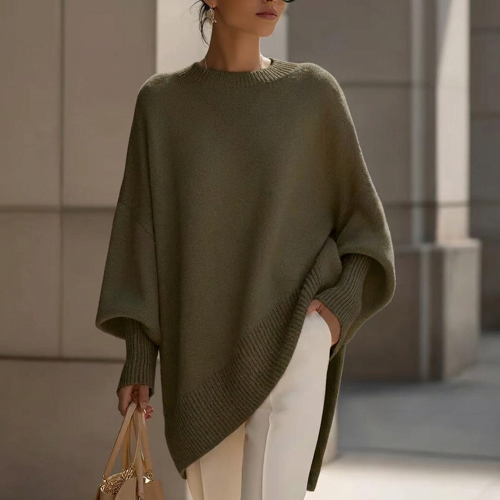Kvinders Loose Rund Hals Strikket Pullover Sweater