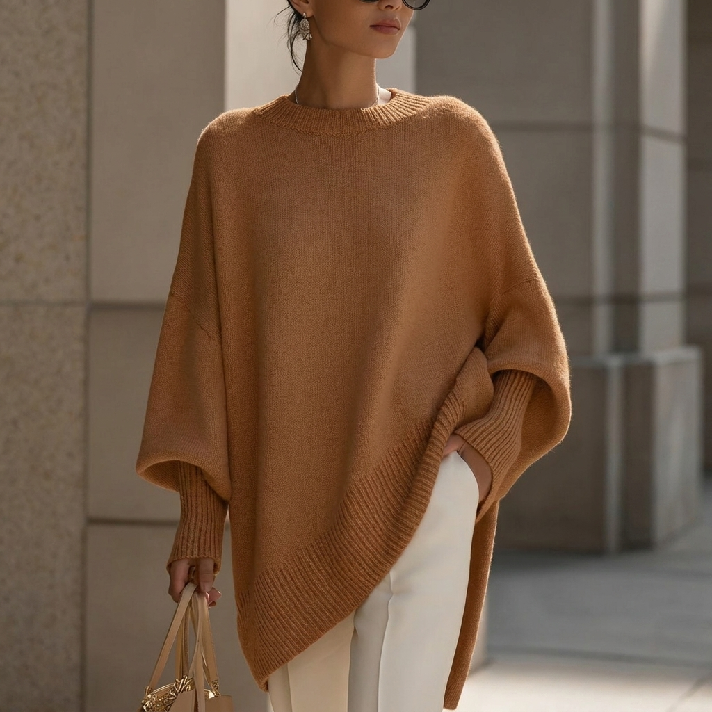 Kvinders Loose Rund Hals Strikket Pullover Sweater