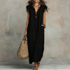 Kvinders Ruffle V-Hals Maxi Kjole