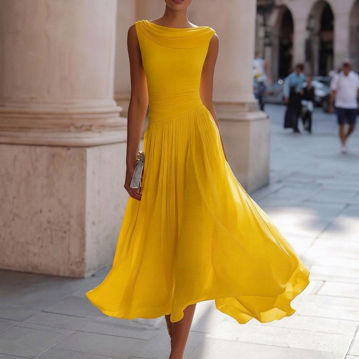 Elegant Fest Unik Chiffon Båd-udskæring Kjole Til Kvinder