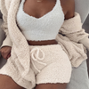 Kvinders 3-dels Nattøjssæt med Crop Top og Shorts