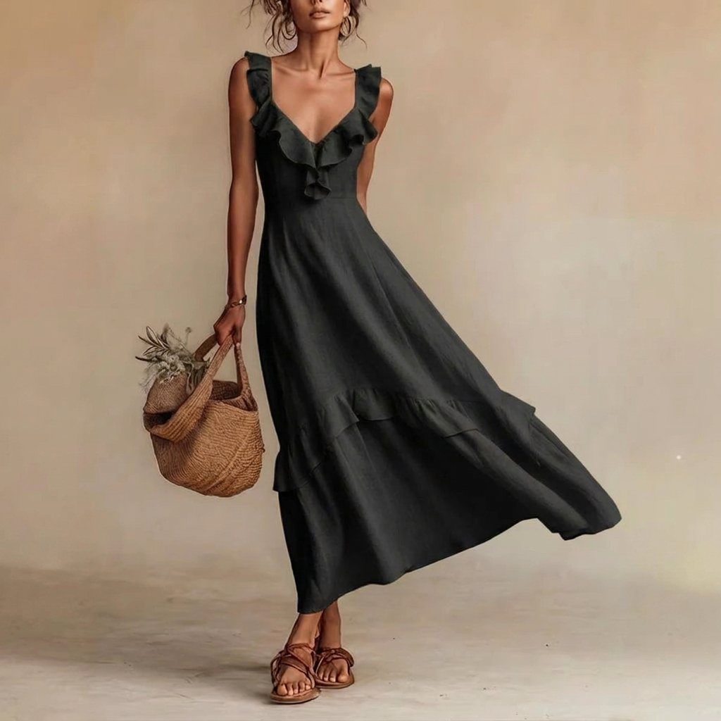 Kvindernes Ruffled Flutter Sleeve Sommerkjole