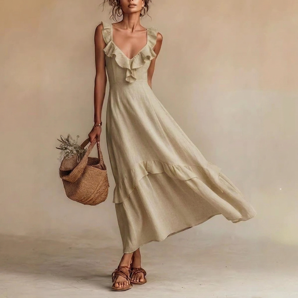 Kvindernes Ruffled Flutter Sleeve Sommerkjole