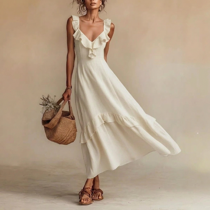 Kvindernes Ruffled Flutter Sleeve Sommerkjole