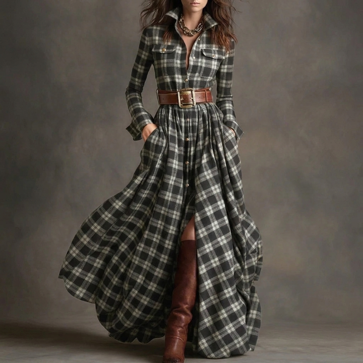 Vintage Plaid Kvinde Kjole