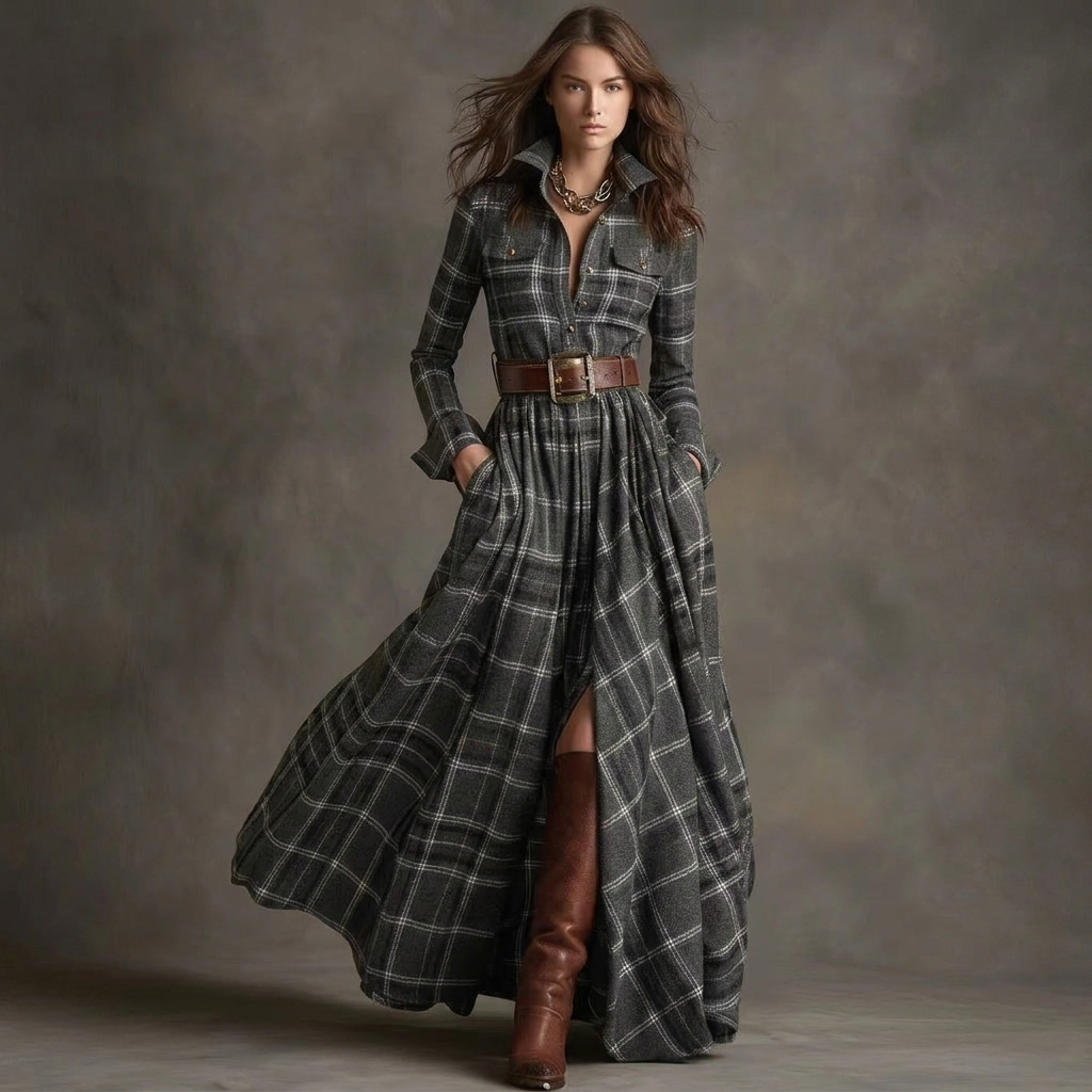 Vintage Plaid Kvinde Kjole