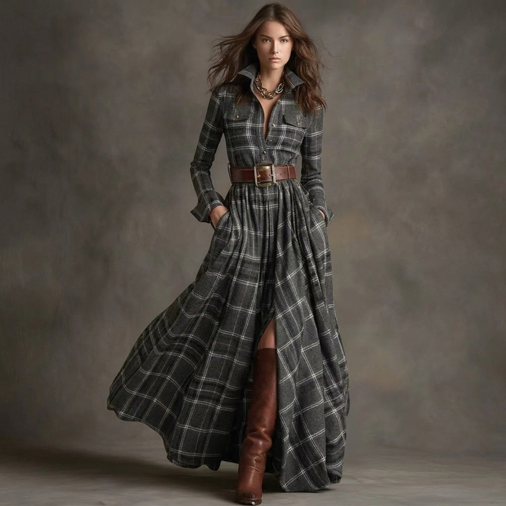 Vintage Plaid Kvinde Kjole