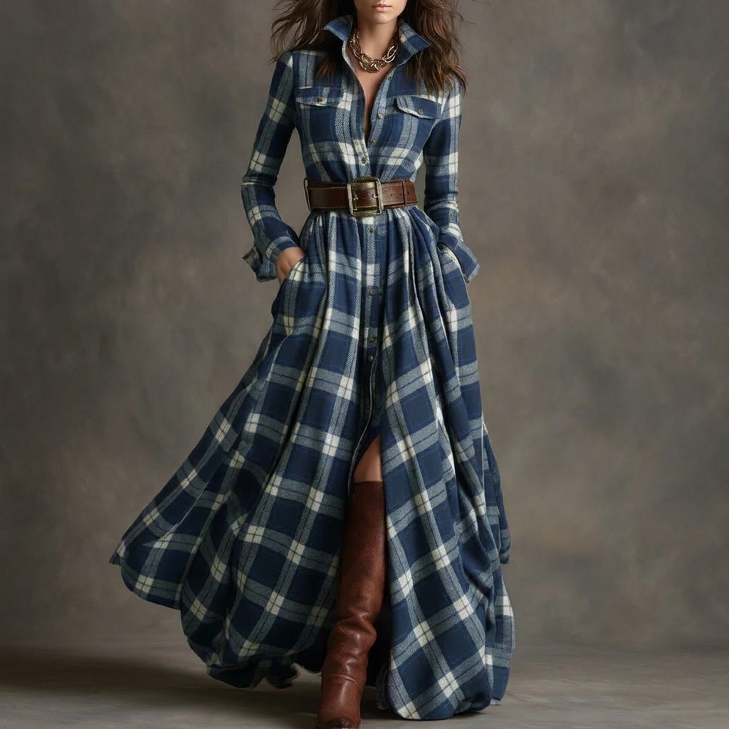Vintage Plaid Kvinde Kjole