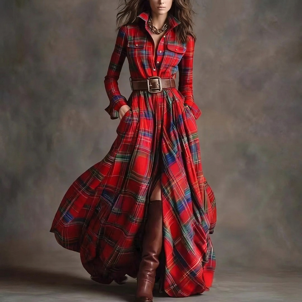Vintage Plaid Kvinde Kjole