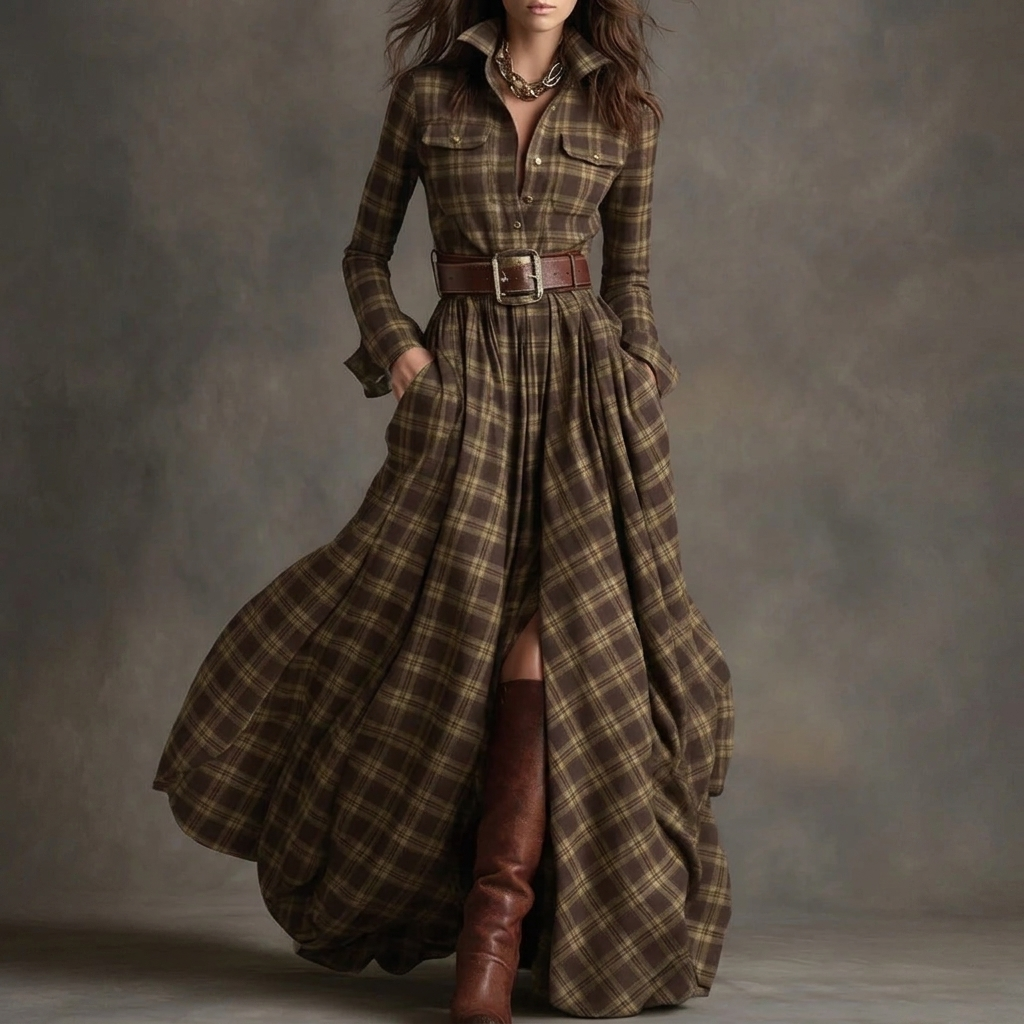 Vintage Plaid Kvinde Kjole