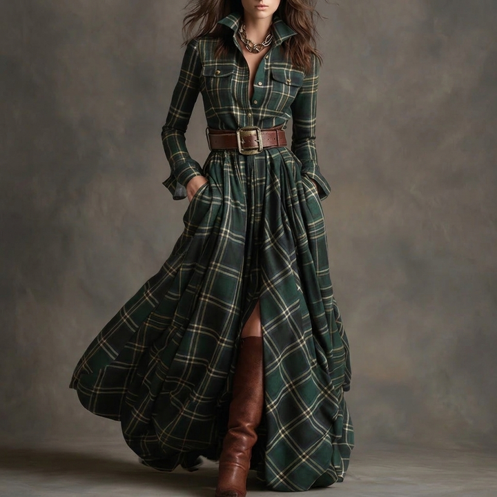 Vintage Plaid Kvinde Kjole