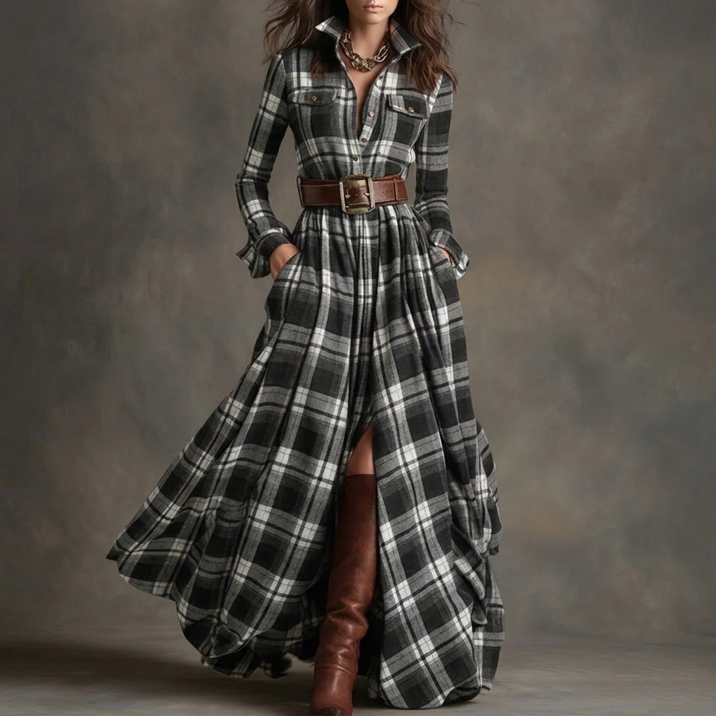 Vintage Plaid Kvinde Kjole