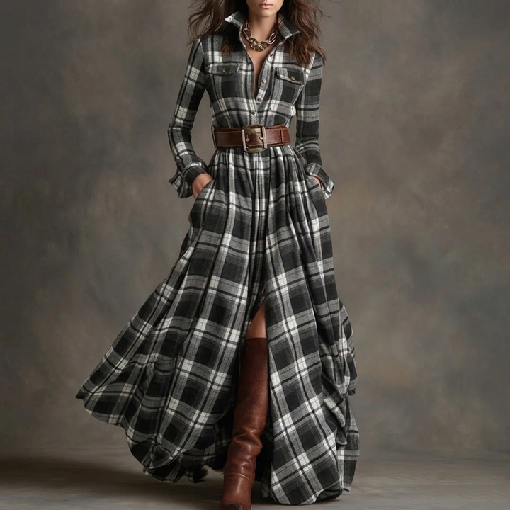 Vintage Plaid Kvinde Kjole