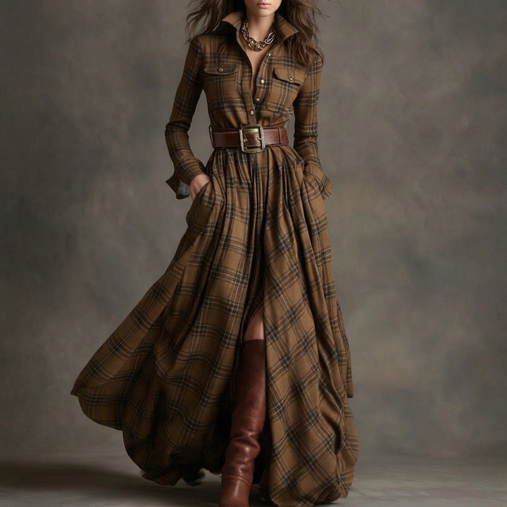 Vintage Plaid Kvinde Kjole