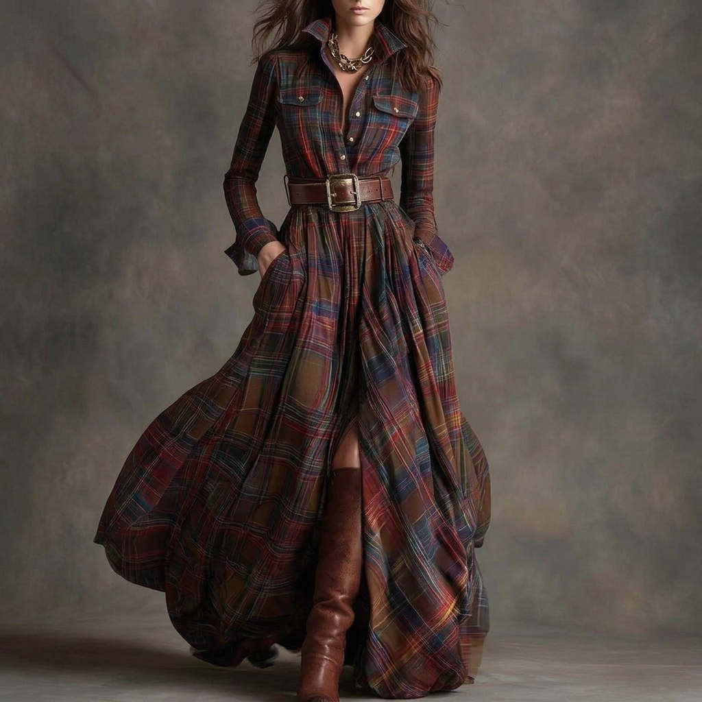 Vintage Plaid Kvinde Kjole