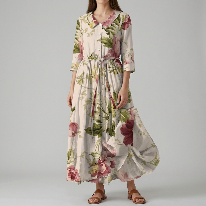 Blomster Bohemsk Maxi Skjorte Kjole