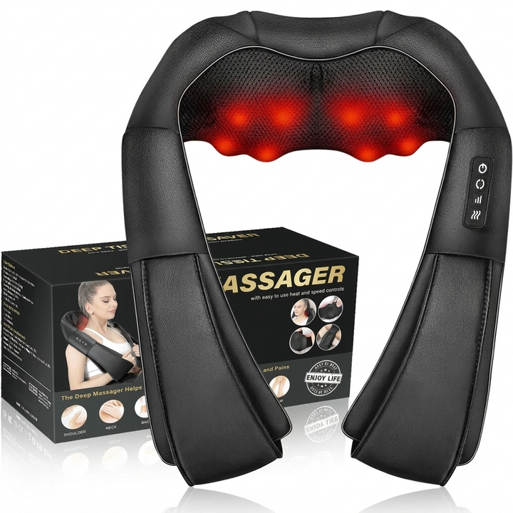 Elektrisk Shiatsu Nakke- og Skuldermassager med Varme