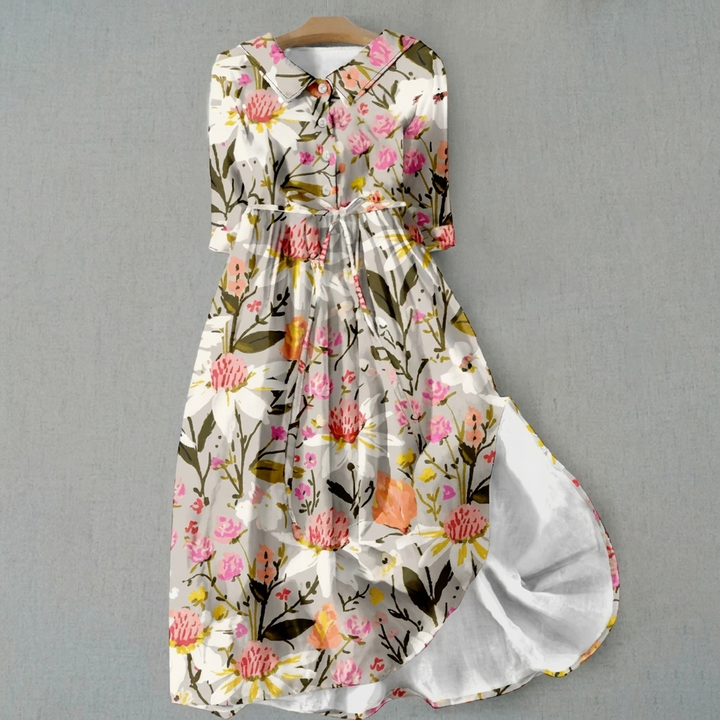 Blomster Bohemsk Maxi Skjorte Kjole