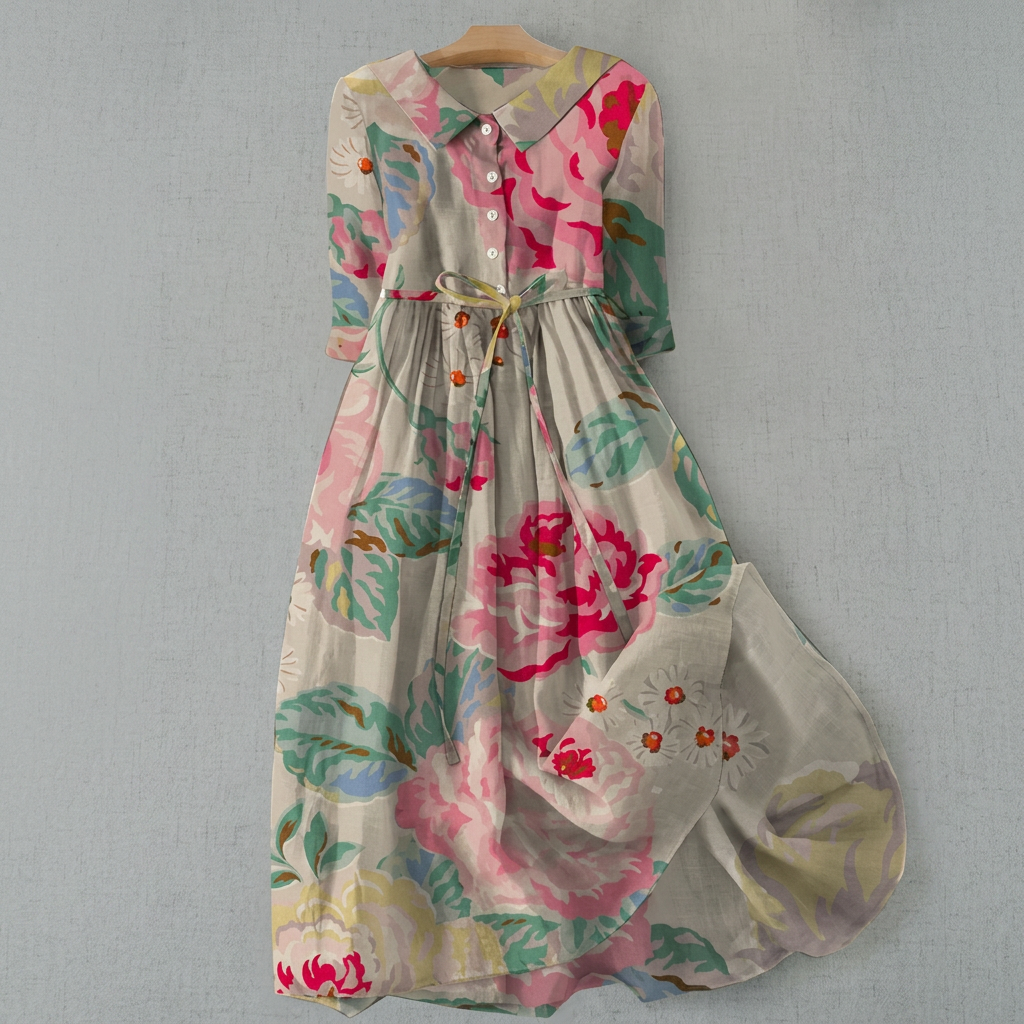 Blomster Bohemsk Maxi Skjorte Kjole