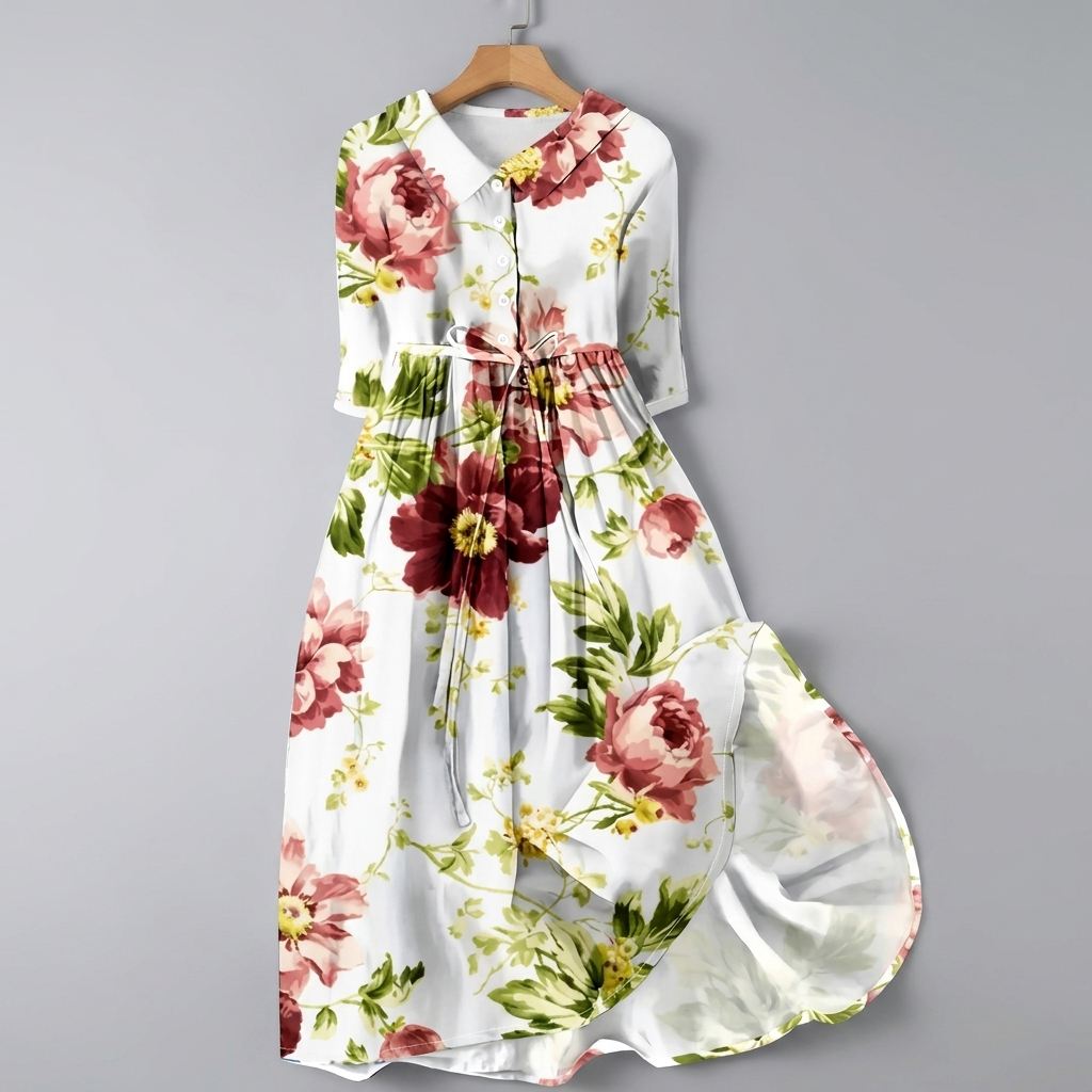 Blomster Bohemsk Maxi Skjorte Kjole