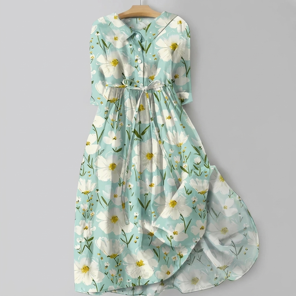 Blomster Bohemsk Maxi Skjorte Kjole