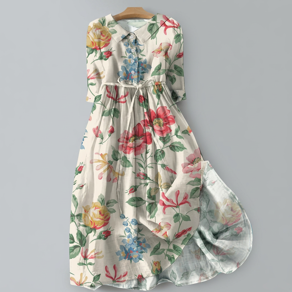 Blomster Bohemsk Maxi Skjorte Kjole