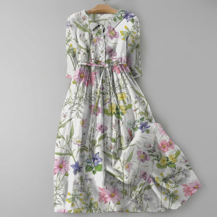Blomster Bohemsk Maxi Skjorte Kjole