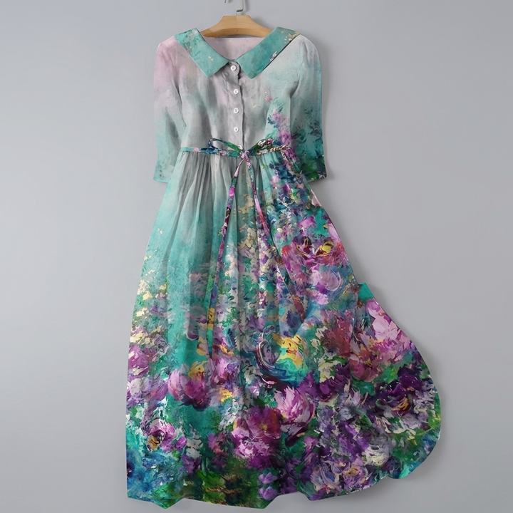 Blomster Bohemsk Maxi Skjorte Kjole