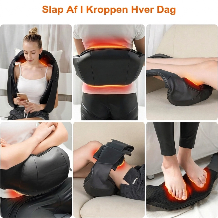 Elektrisk Shiatsu Nakke- og Skuldermassager med Varme