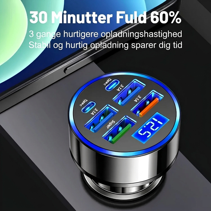 100W Hurtig Portabel Bil Oplader - Dual USB
