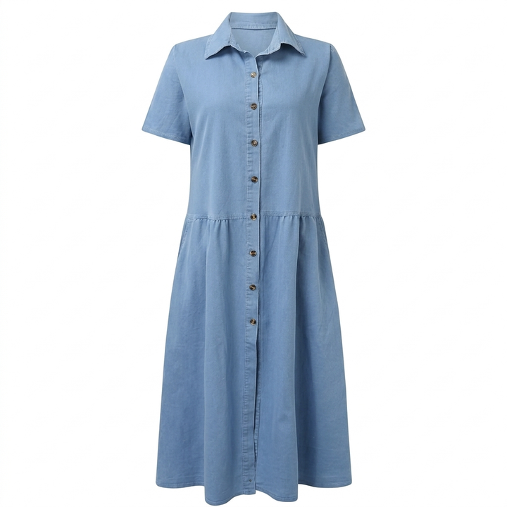 Kvinders Denim Shirt Kjole Button-Down