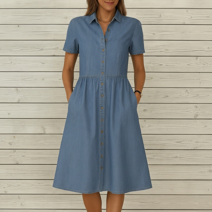Kvinders Denim Shirt Kjole Button-Down