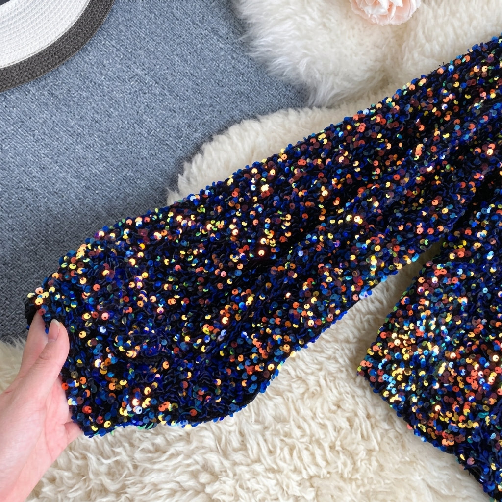 Glittertop med én skulder