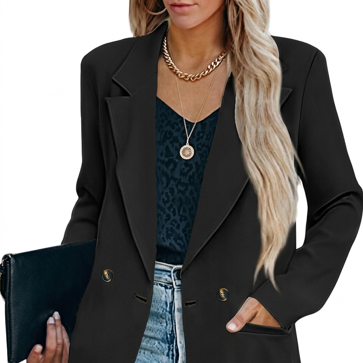 Cassandra - Klassisk Sort Blazer til Kvinder