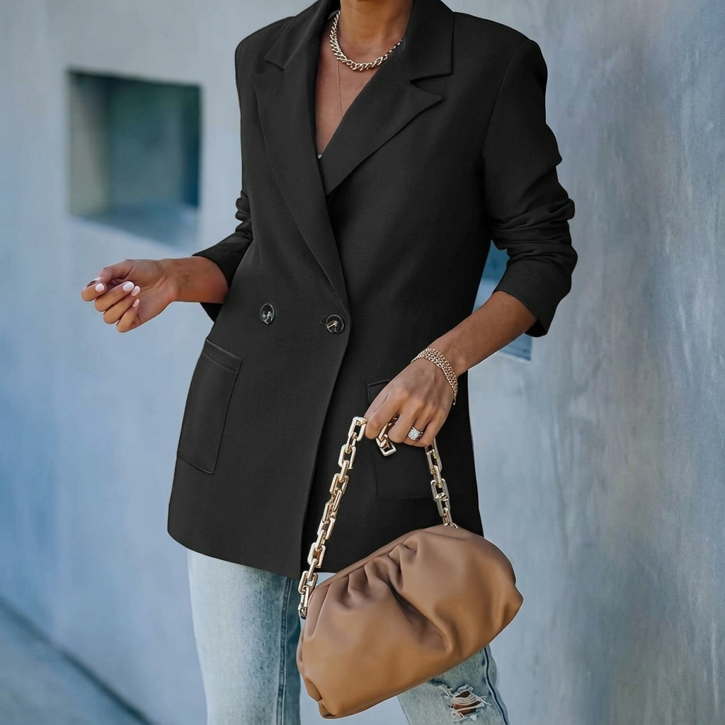 Cassandra - Klassisk Sort Blazer til Kvinder