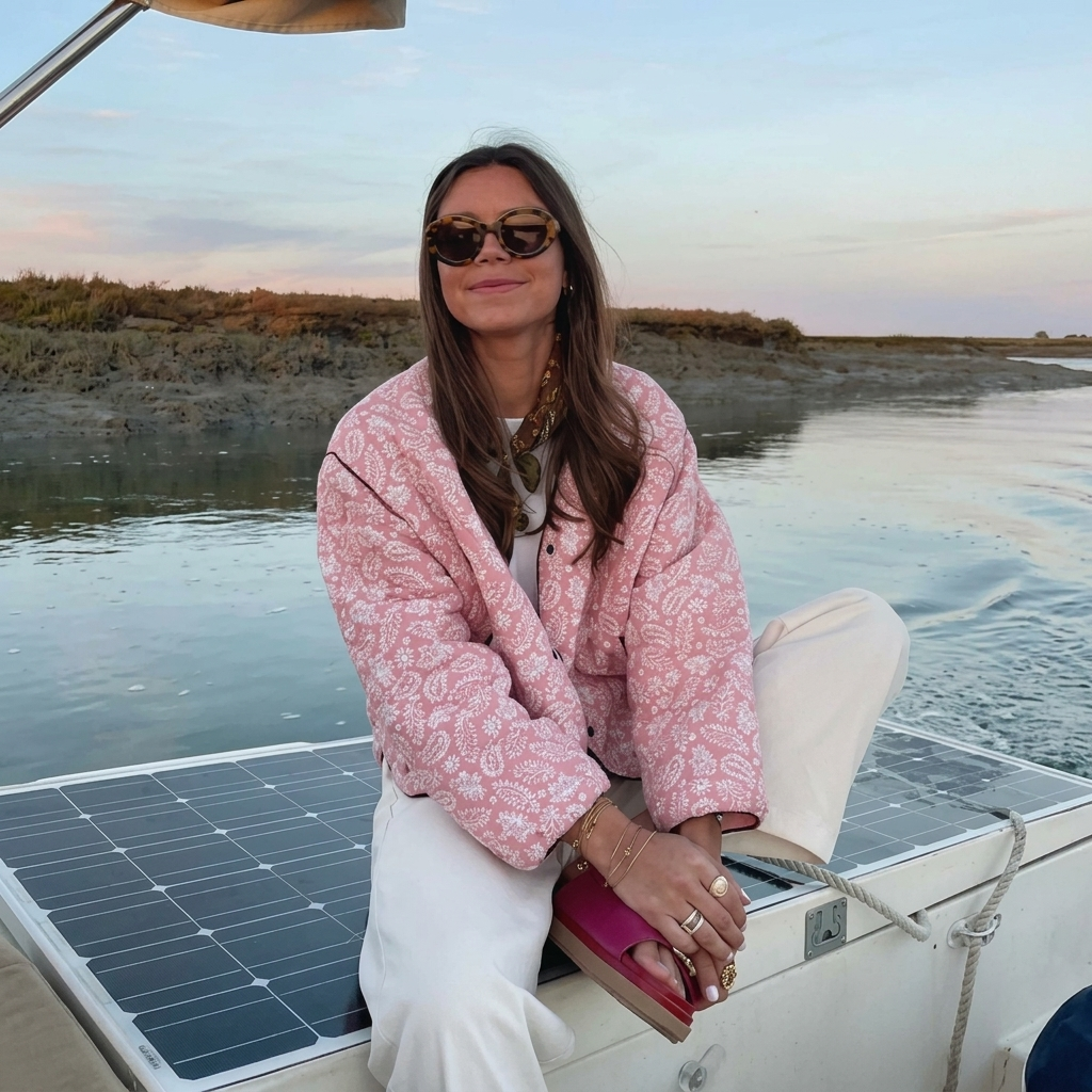 Heaven - Sød Pink Print Bomuldsjakke til Kvinder