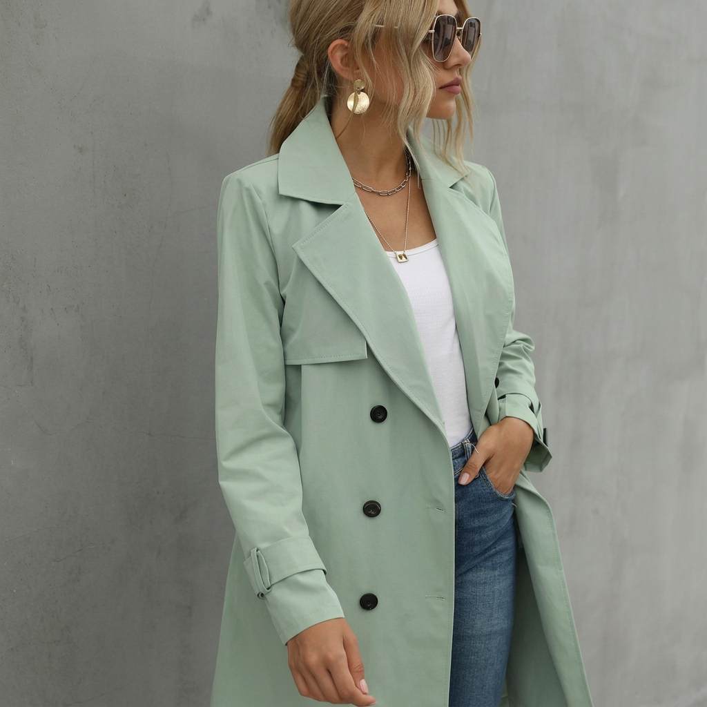 Ariya - Elegant Langærmet Trenchcoat til Kvinder