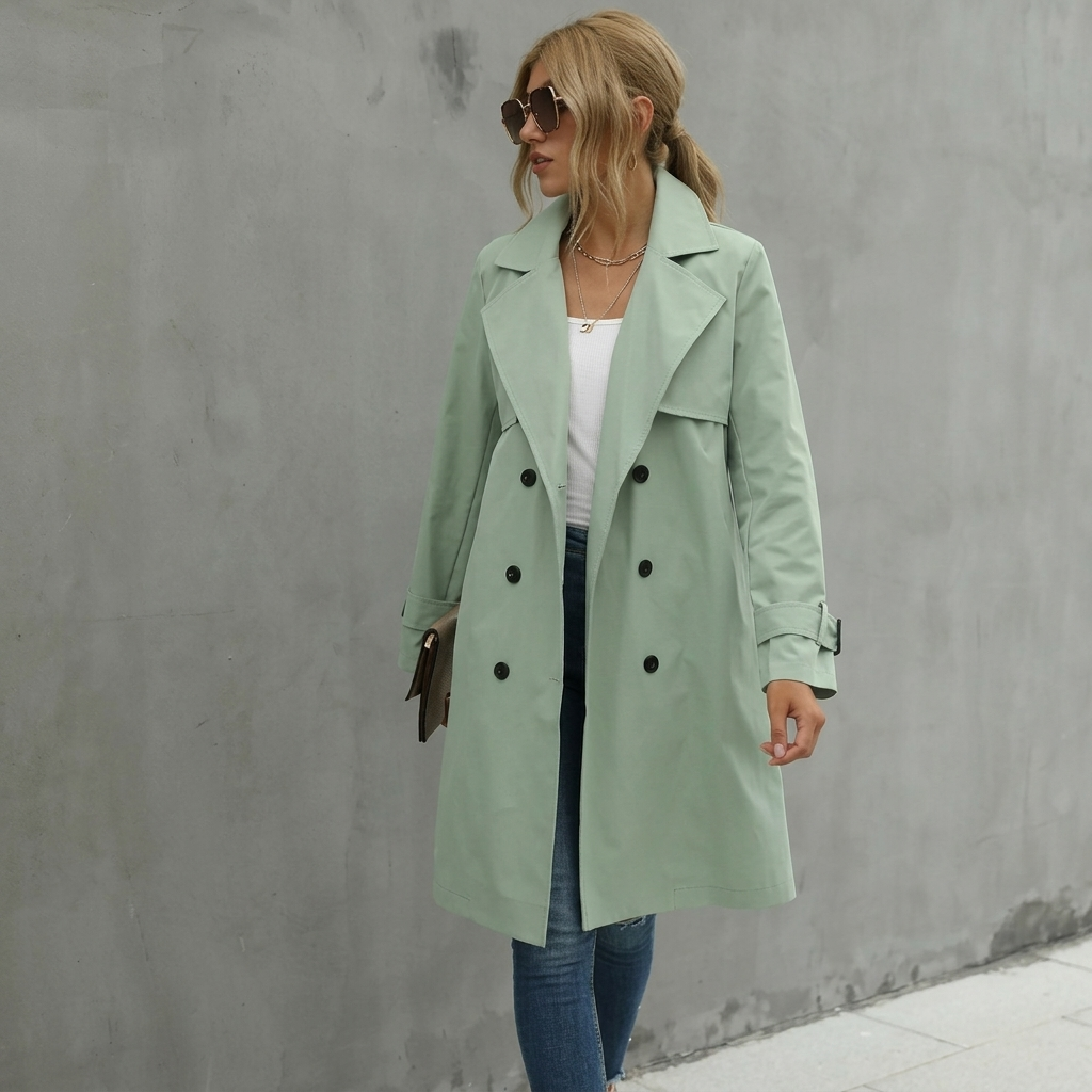 Ariya - Elegant Langærmet Trenchcoat til Kvinder