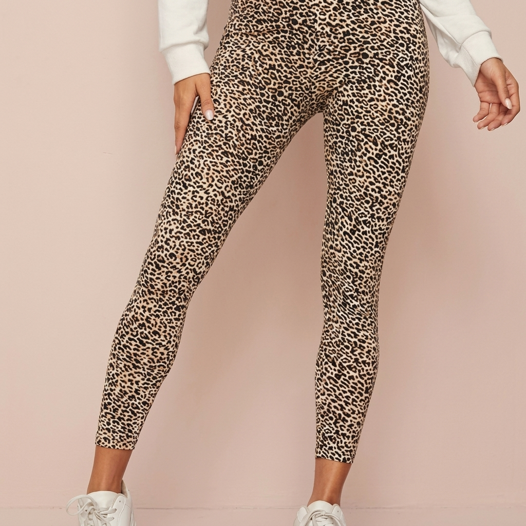 Leopard Print Højtaljede Leggings til Kvinder