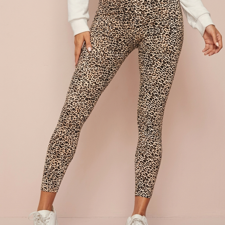 Leopard Print Højtaljede Leggings til Kvinder
