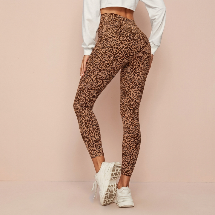 Leopard Print Højtaljede Leggings til Kvinder