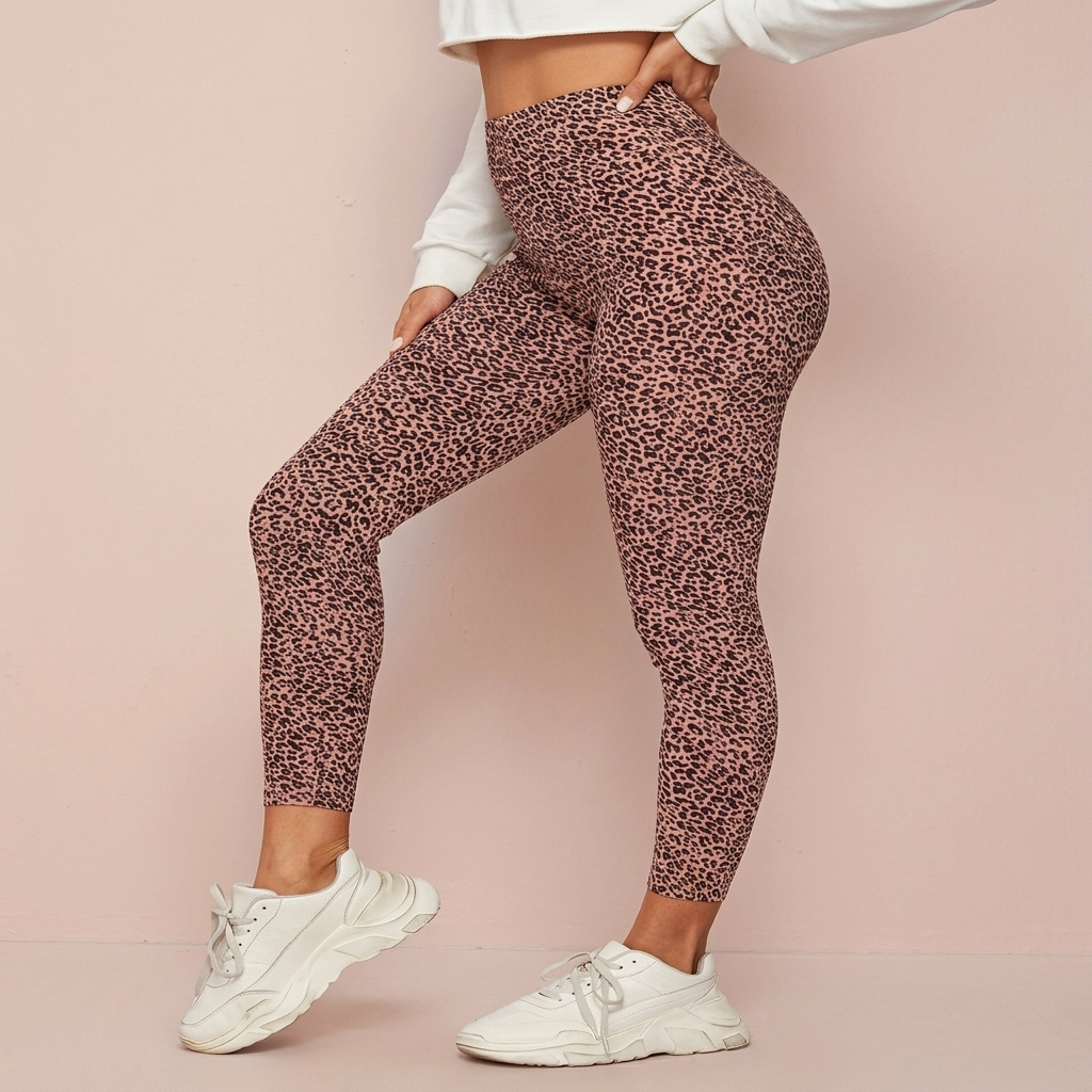 Leopard Print Højtaljede Leggings til Kvinder