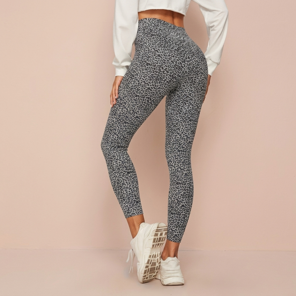 Leopard Print Højtaljede Leggings til Kvinder
