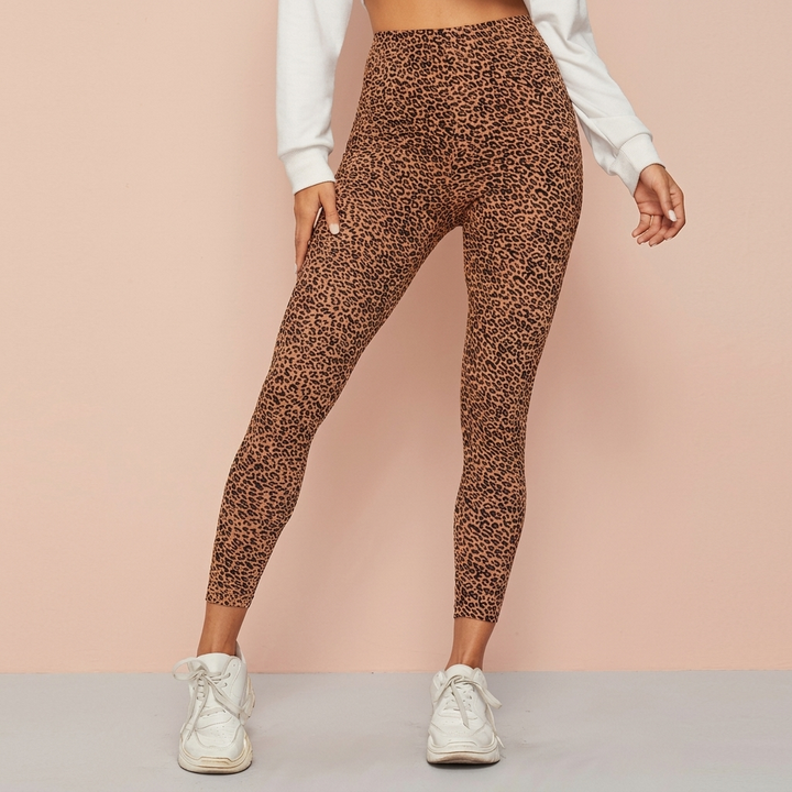 Leopard Print Højtaljede Leggings til Kvinder