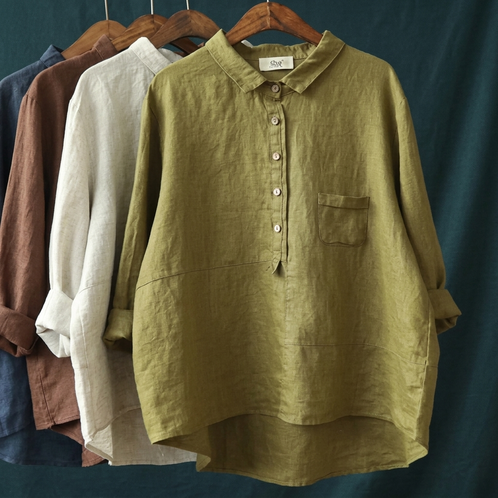 Elegant langærmet bluse til kvinder