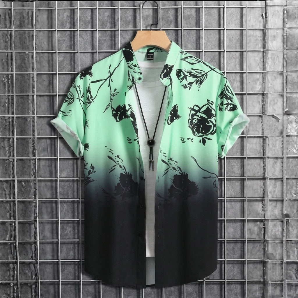 3D Flower Print Hawaii-Skjorte